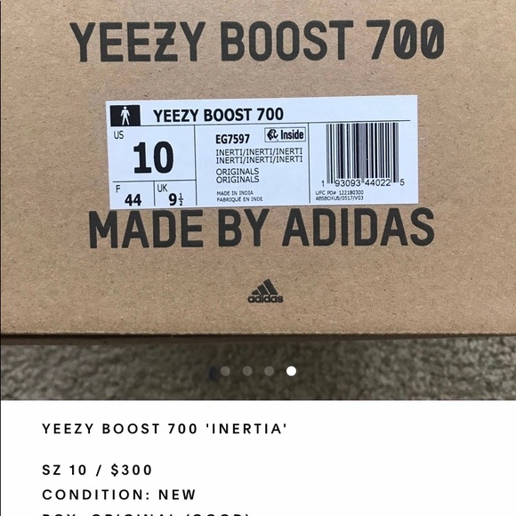Size 10 Yeezy Boost 700 Inertia, brand new in box. - Picture 4 of 4